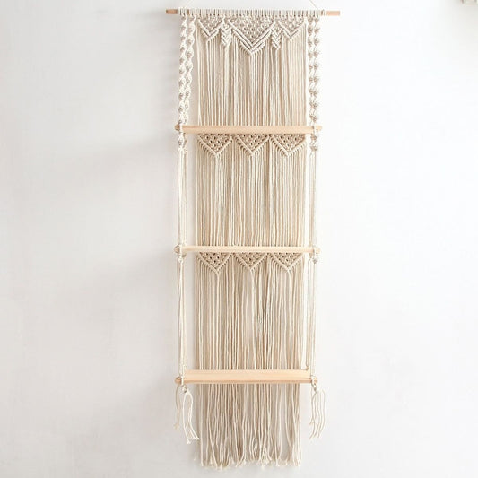 Étagère macramé Étagère Murale Triple en Macramé Chic