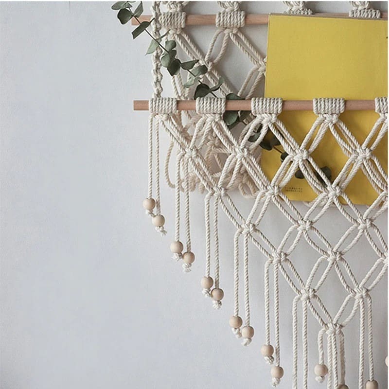 Étagère macramé Filet de Rangement Mural en Macramé Éclat Design