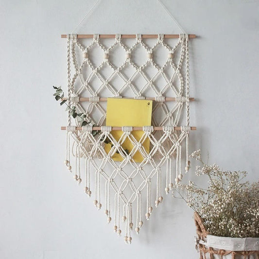 Étagère macramé Filet de Rangement Mural en Macramé Éclat Design