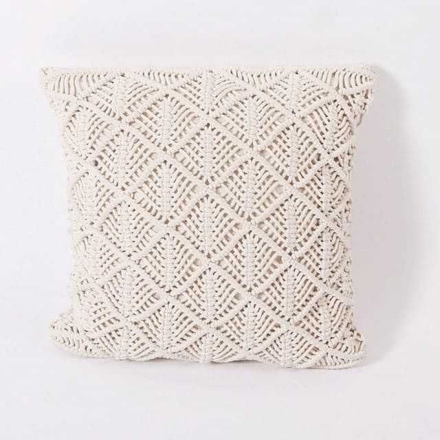 Housse de Coussin Coussin Boho Chic Beige en Macramé