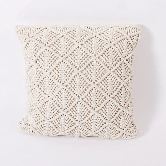 Housse de Coussin Coussin Boho Chic Beige en Macramé