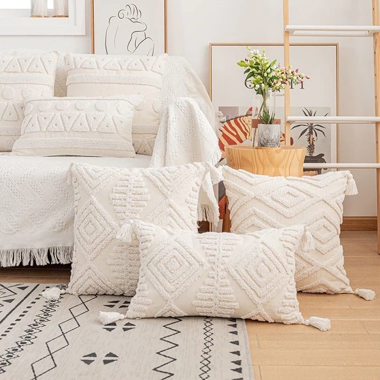 Housse de Coussin Coussin Déco Bohème en Macramé Chic