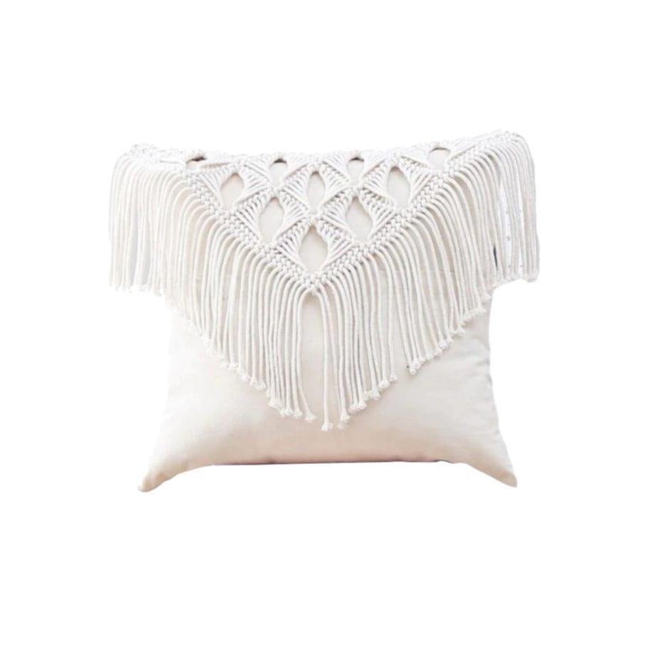 Housse de Coussin Coussin Macramé Blanc Élégance