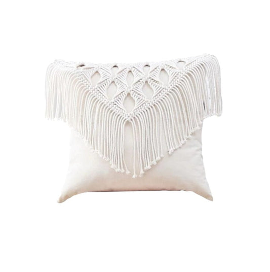 Housse de Coussin Coussin Macramé Blanc Élégance