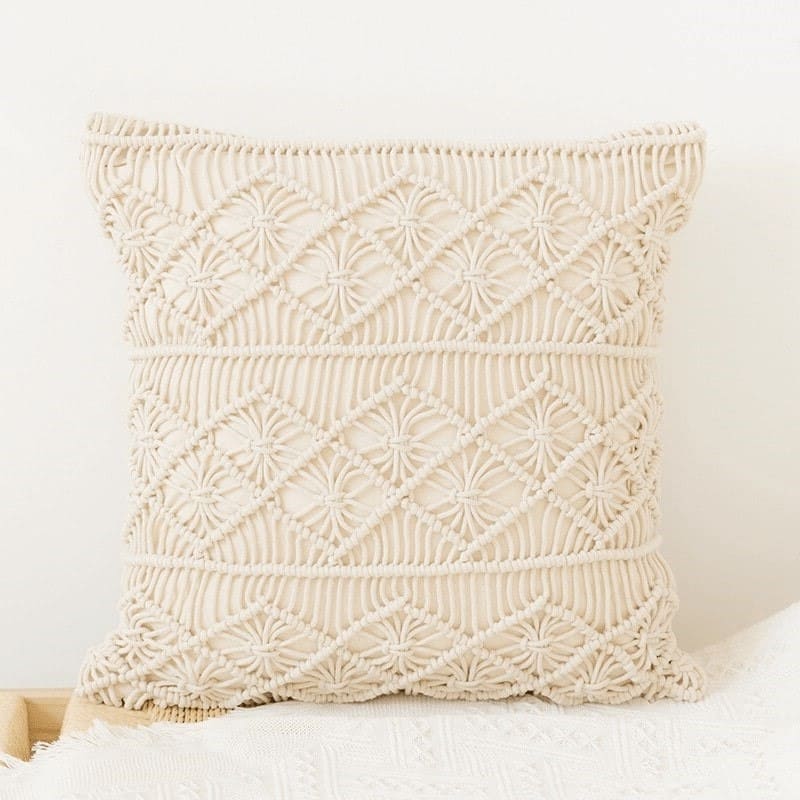 Housse de Coussin Coussin Macramé Élevé