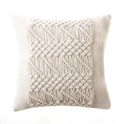 Housse de Coussin Coussin Macramé Extérieur Éclat Naturel