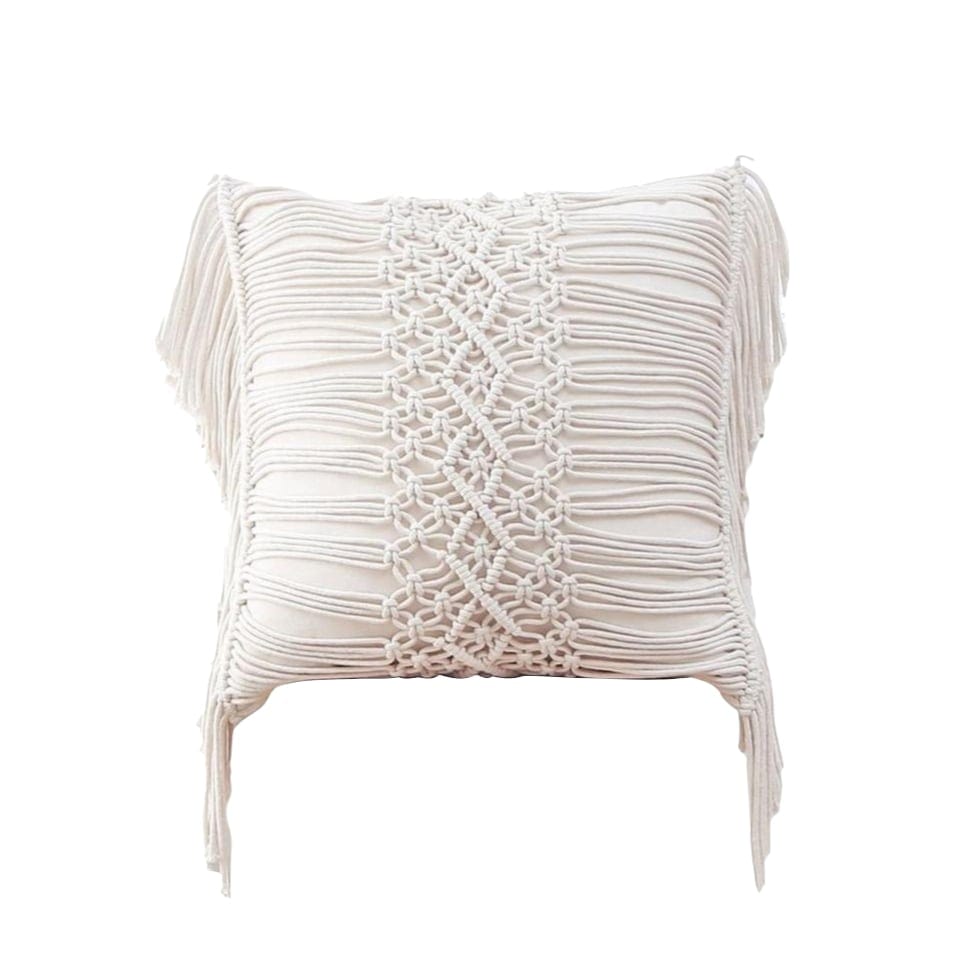 Housse de Coussin Housse de Coussin Écru en Macramé Artisanale