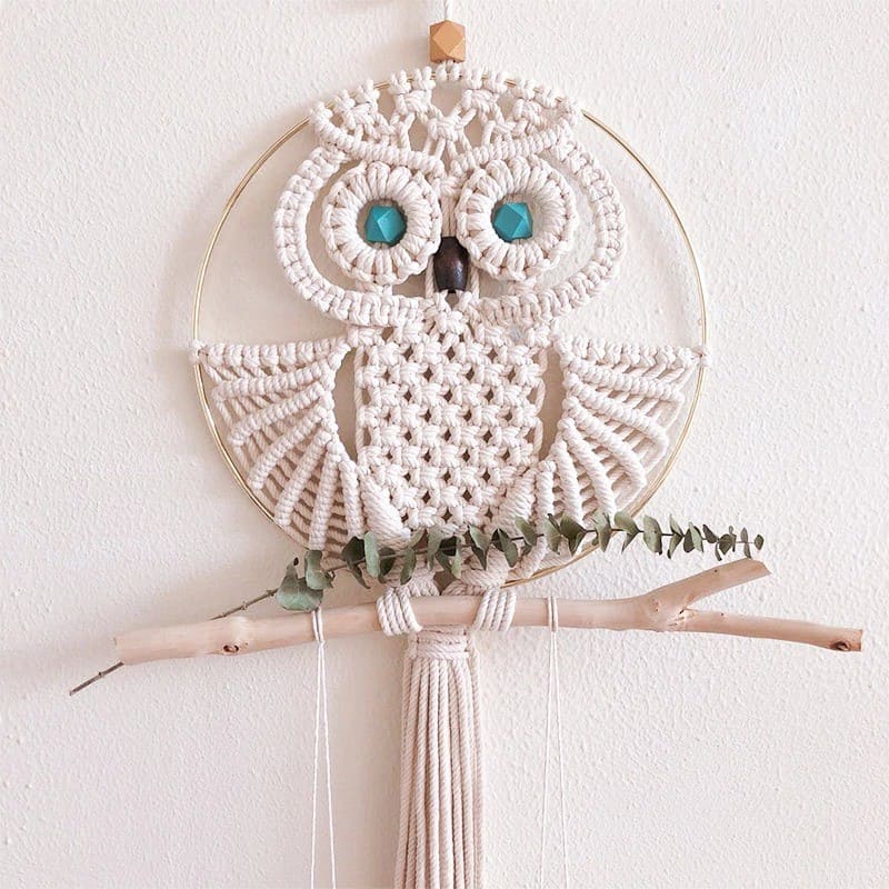 Macramé Mural Attrape-rêves Hibou en Macramé Serenity