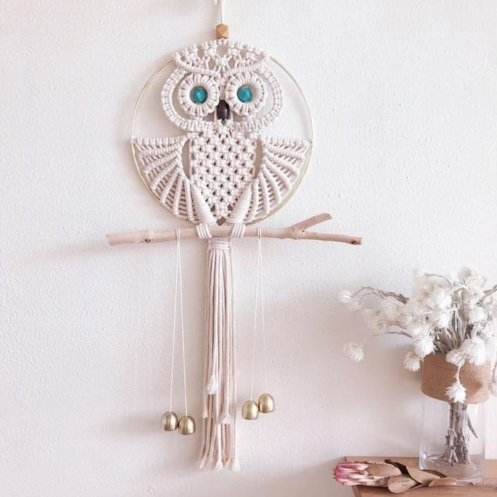 Macramé Mural Attrape-rêves Hibou en Macramé Serenity