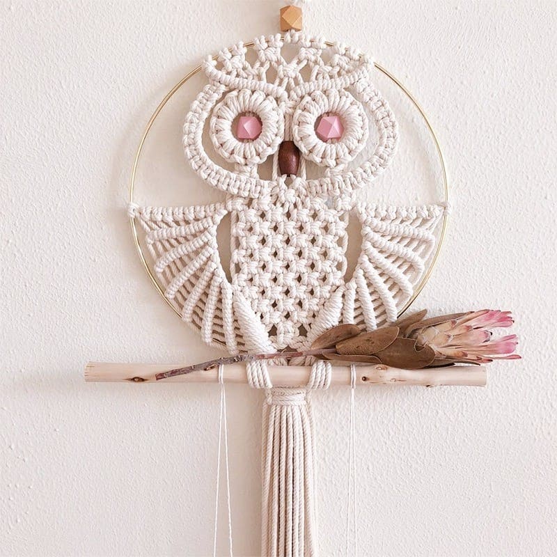 Macramé Mural Attrape-rêves Hibou en Macramé Serenity