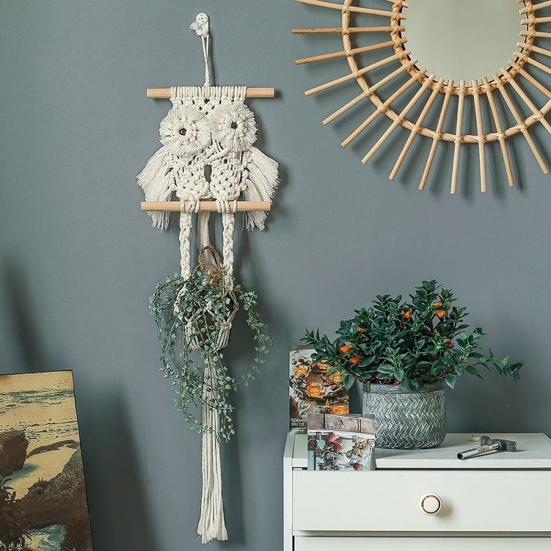 Macramé Mural Hibou en Macramé Mural Chic