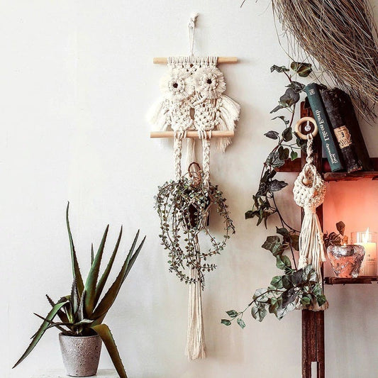Macramé Mural Hibou en Macramé Mural Chic