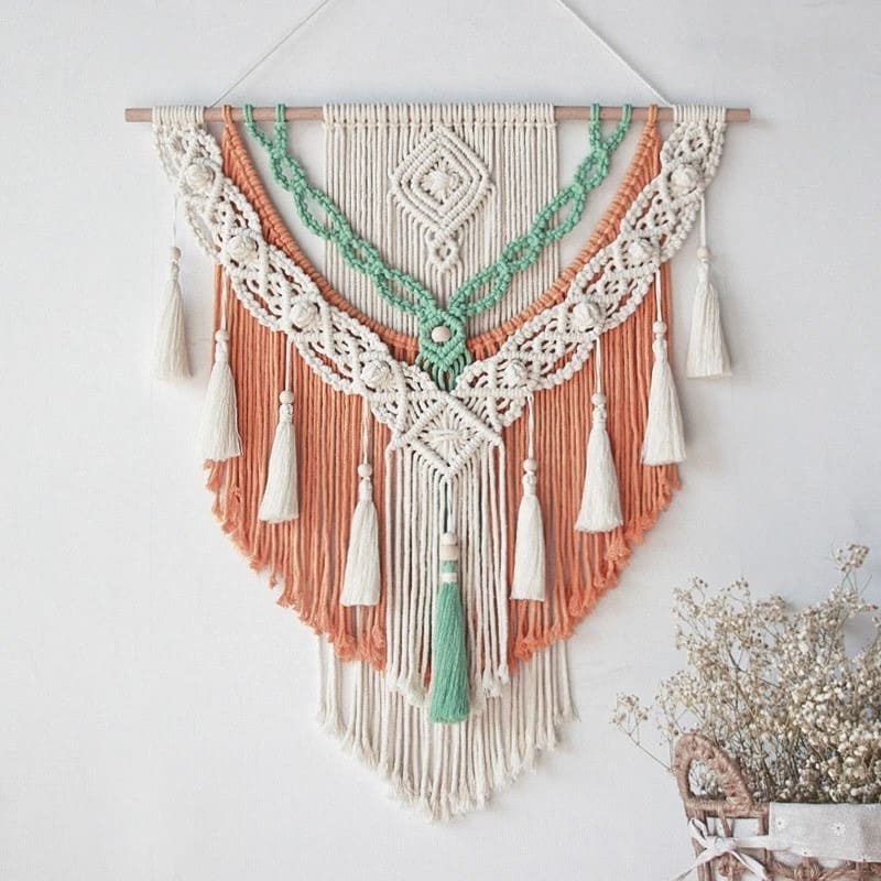 Macramé Mural Macramé mural bicolore envoûtant