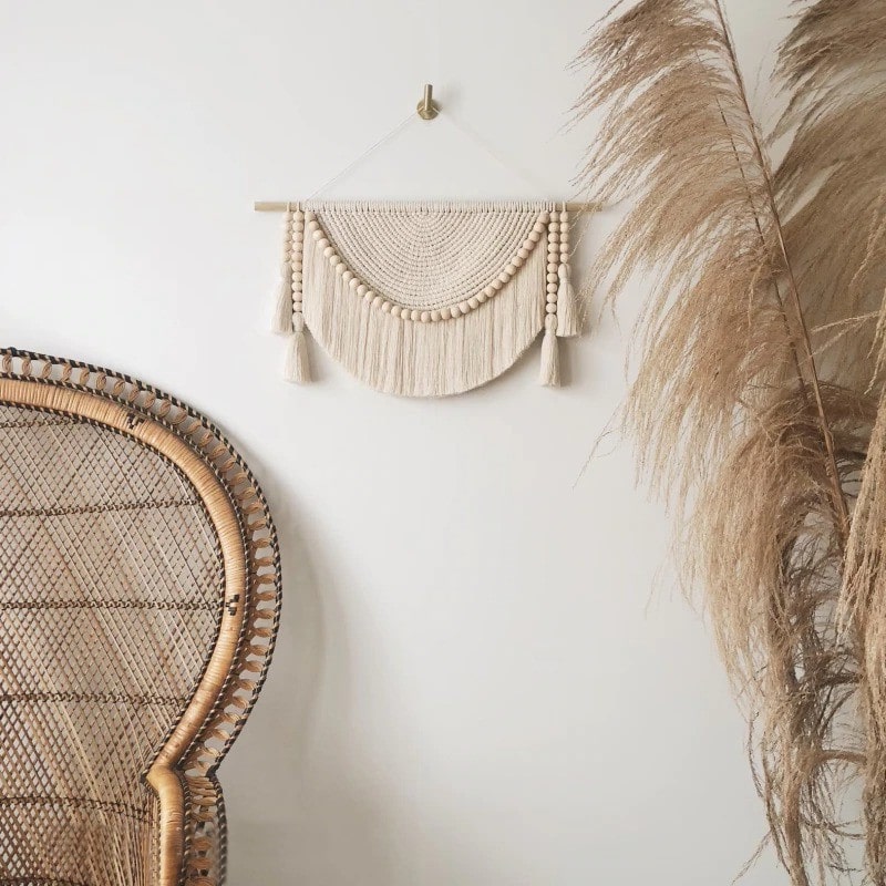 Macramé Mural Macramé mural chic avec perles élégantes