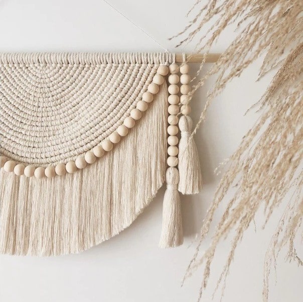 Macramé Mural Macramé mural chic avec perles élégantes