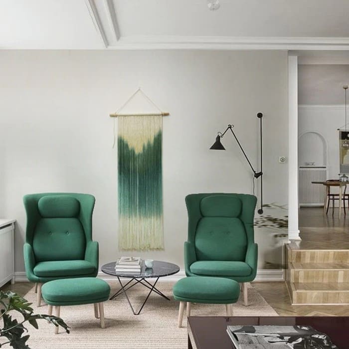 Macramé Mural Macramé mural dégradé en vert éclatant