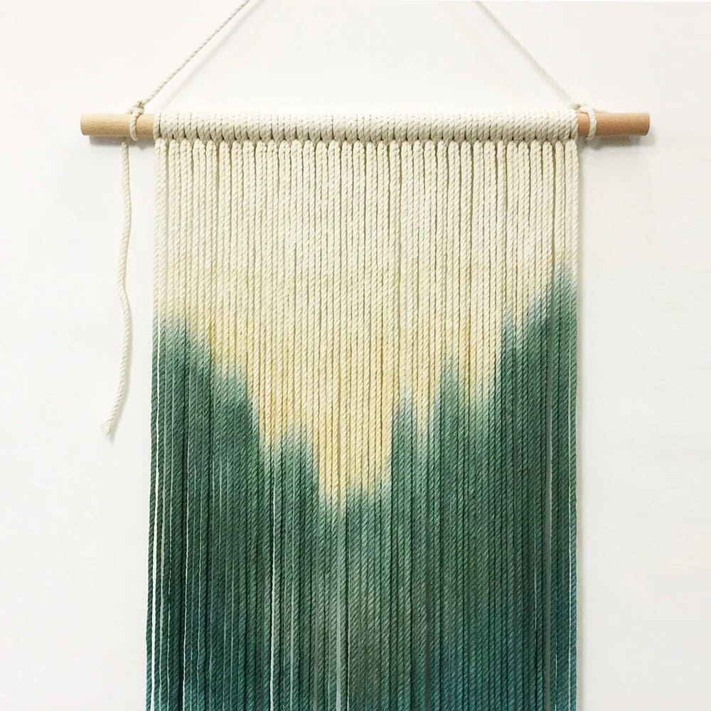 Macramé Mural Macramé mural dégradé en vert éclatant