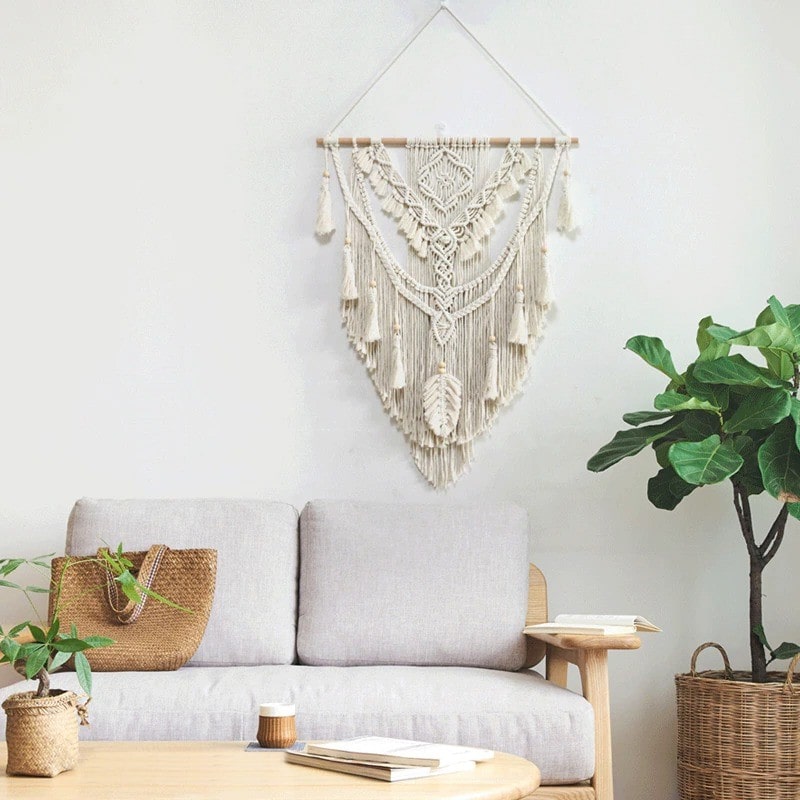 Macramé Mural Macramé Mural Élégance pour Salon