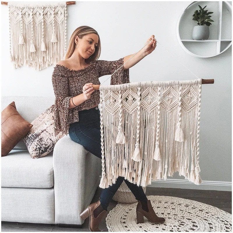 Macramé Mural Macramé mural élégant pour chambres bloggées