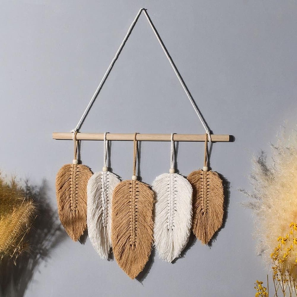 Macramé Mural Plume en Macramé : Élégance Murale Artisanale