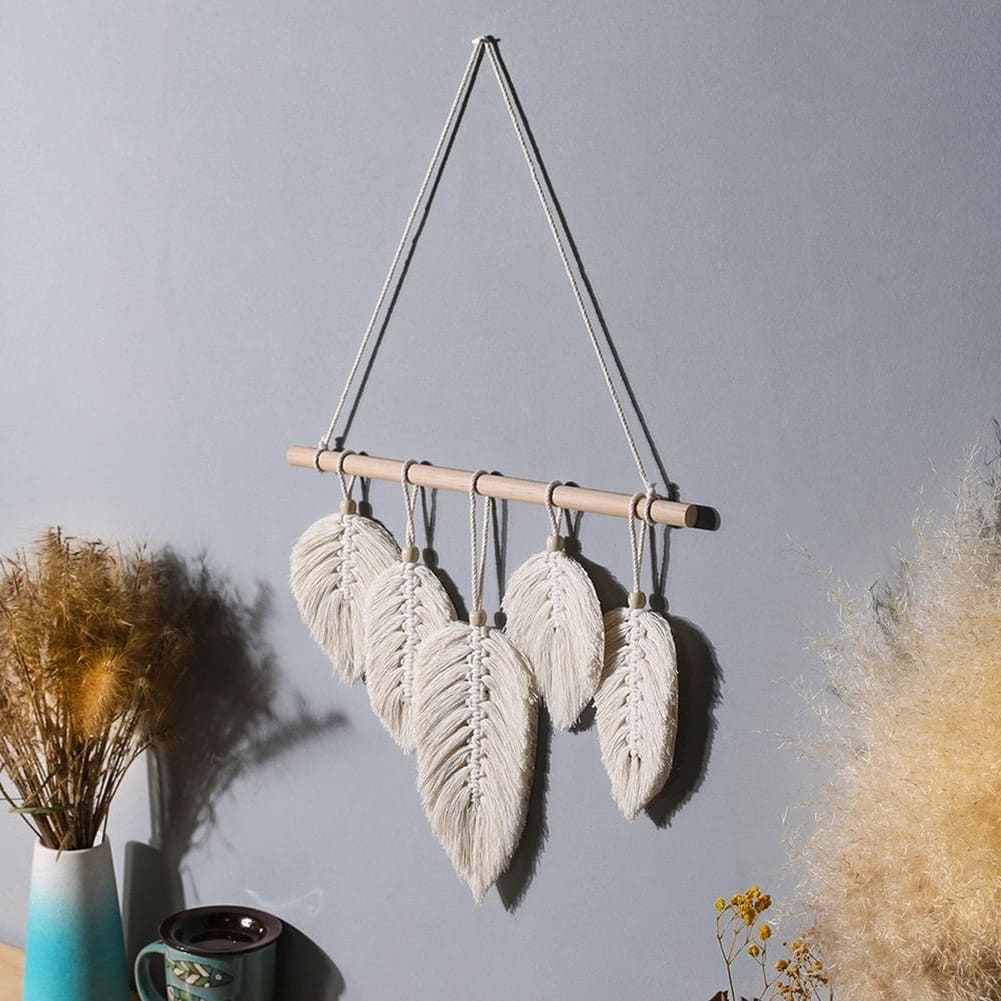 Macramé Mural Plume en Macramé : Élégance Murale Artisanale