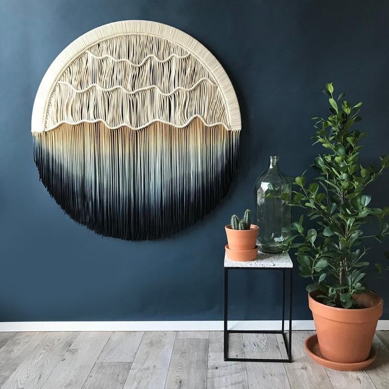 Macramé Mural Rond de Macramé Élégant