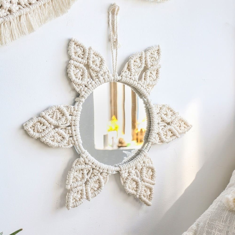Miroir Macramé Miroir Bohème Chic en Macramé Élégant
