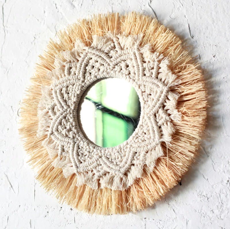 Miroir Macramé Miroir Doré Macramé Éclatant