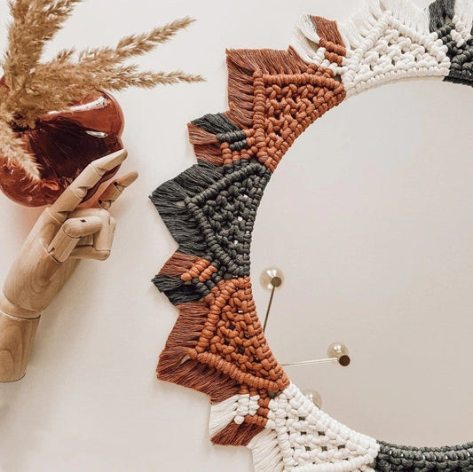 Miroir Macramé Miroir Éclatant en Macramé