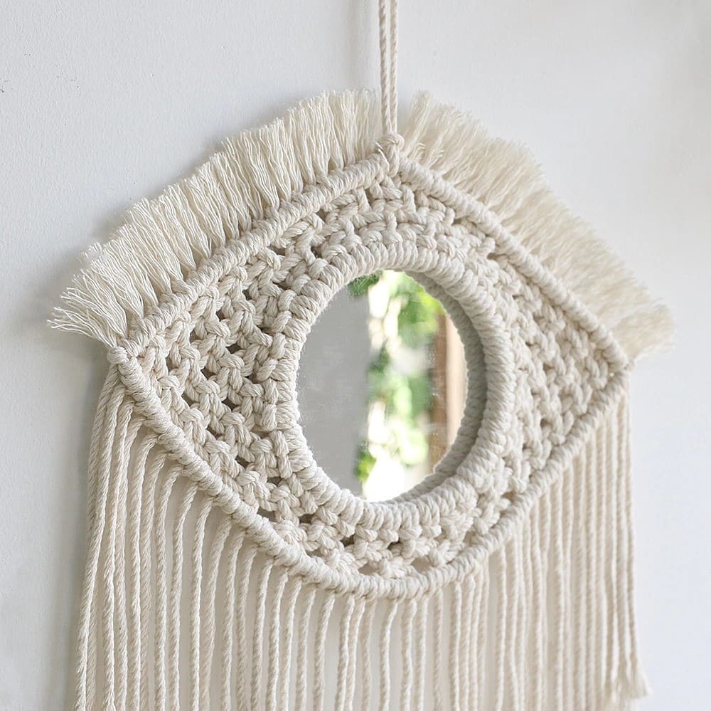 Miroir Macramé Miroir Mural Bohème en Macramé Éclat de Style