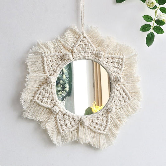 Miroir Macramé Miroir Mural Macramé Élégance