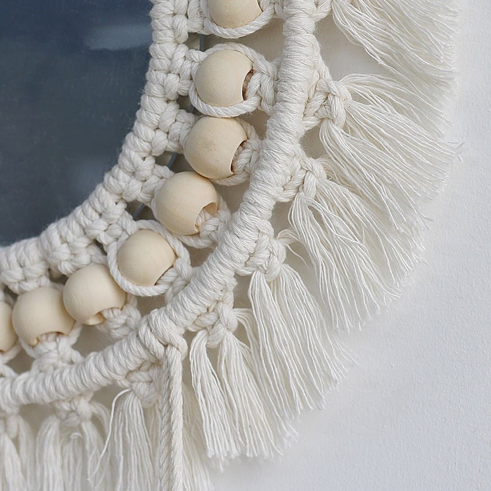 Miroir Macramé Miroir Plume Enchantée en Macramé