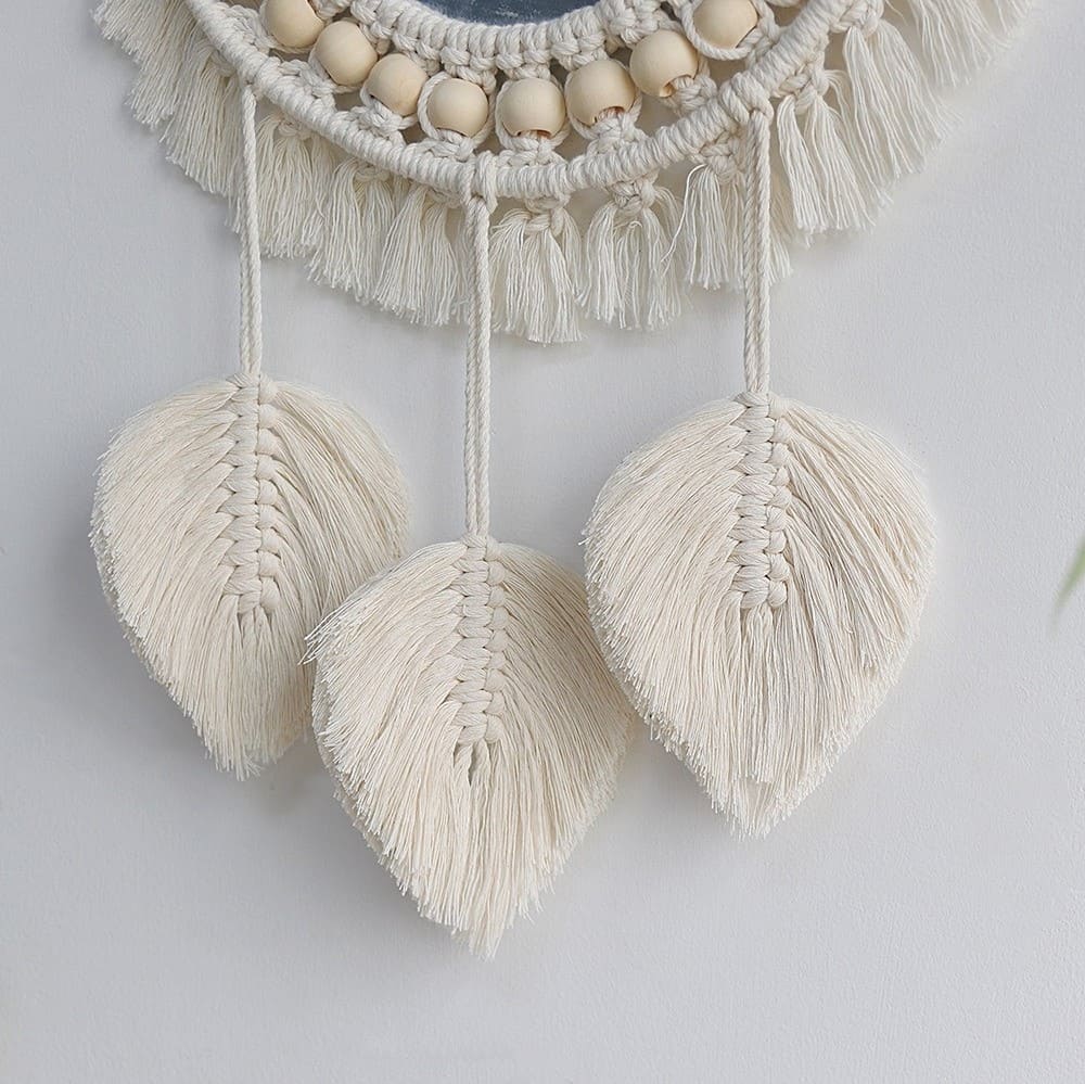 Miroir Macramé Miroir Plume Enchantée en Macramé