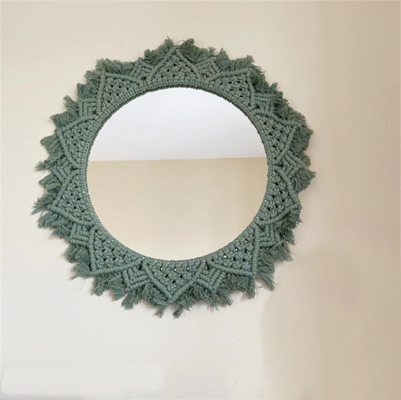 Miroir Macramé Miroir Rond Bohème en Macramé Élégant