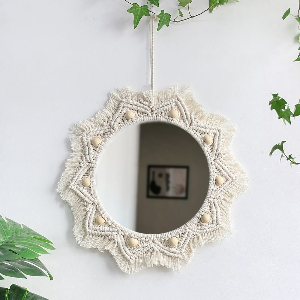 Miroir Macramé Miroir Soleil en Macramé Éclatant