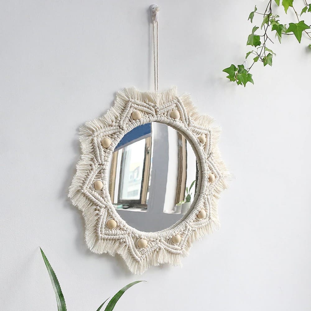 Miroir Macramé Miroir Soleil en Macramé Éclatant