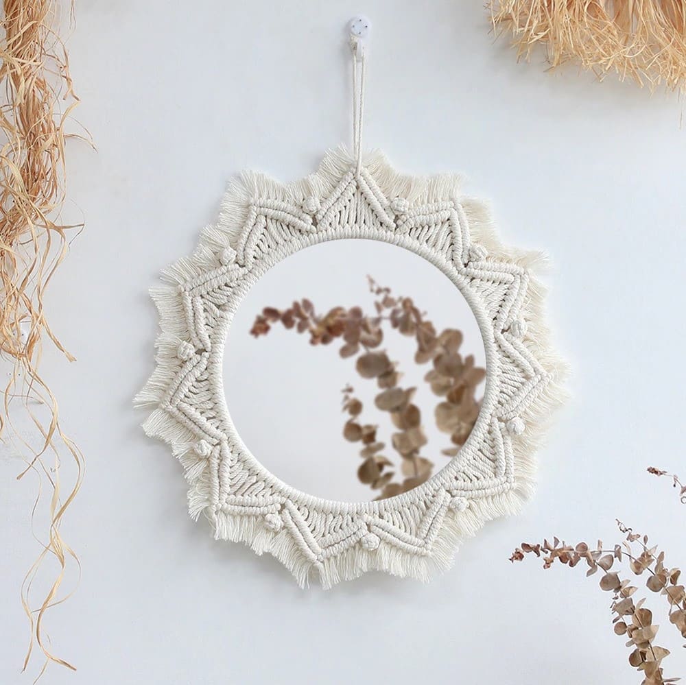 Miroir Macramé Miroir Soleil en Macramé Éclatant