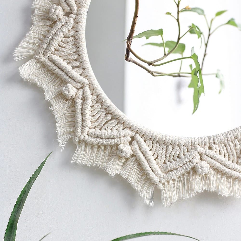 Miroir Macramé Miroir Soleil en Macramé Éclatant