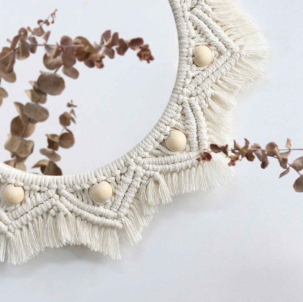 Miroir Macramé Miroir Soleil en Macramé Éclatant