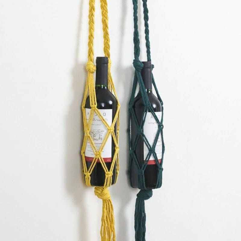 Porte-Bouteille Macramé Porte-bouteille en Macramé tissé avec passion
