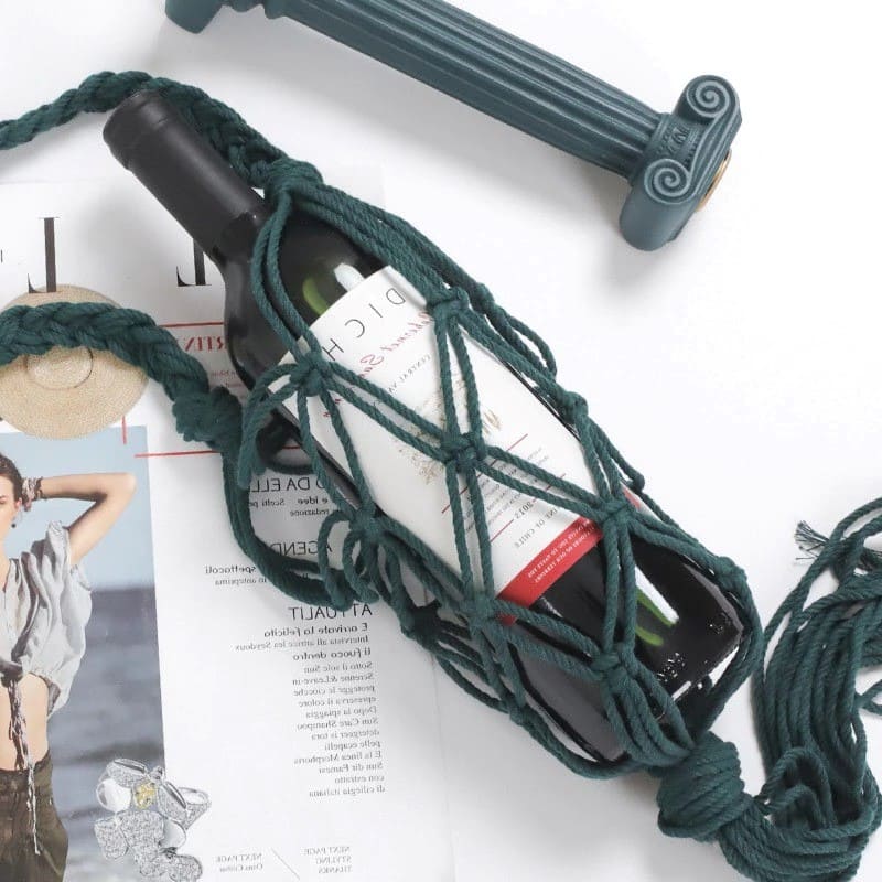 Porte-Bouteille Macramé Porte-bouteille en Macramé tissé avec passion