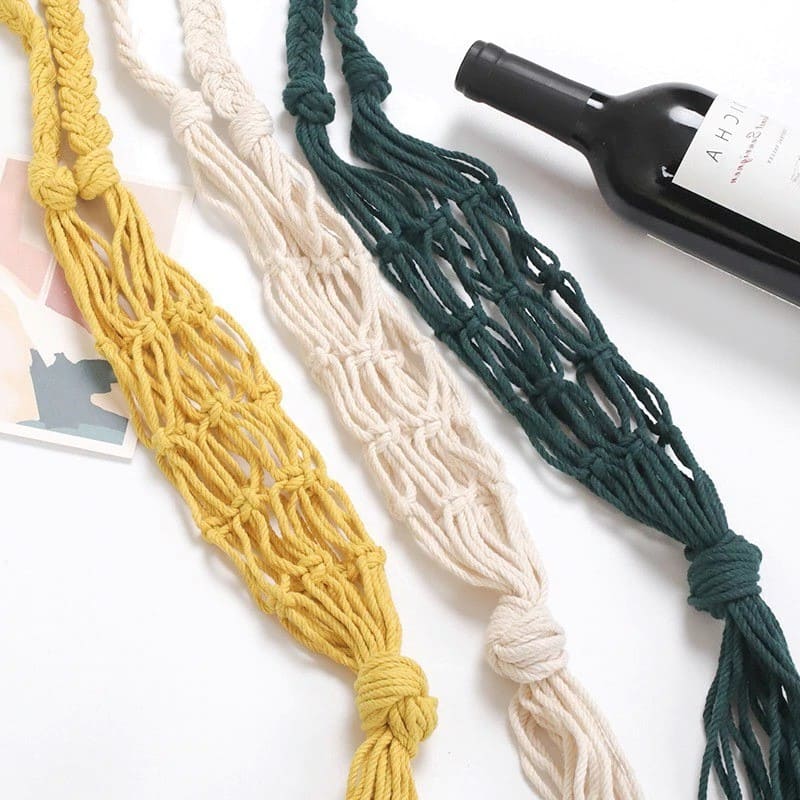 Porte-Bouteille Macramé Porte-bouteille en Macramé tissé avec passion