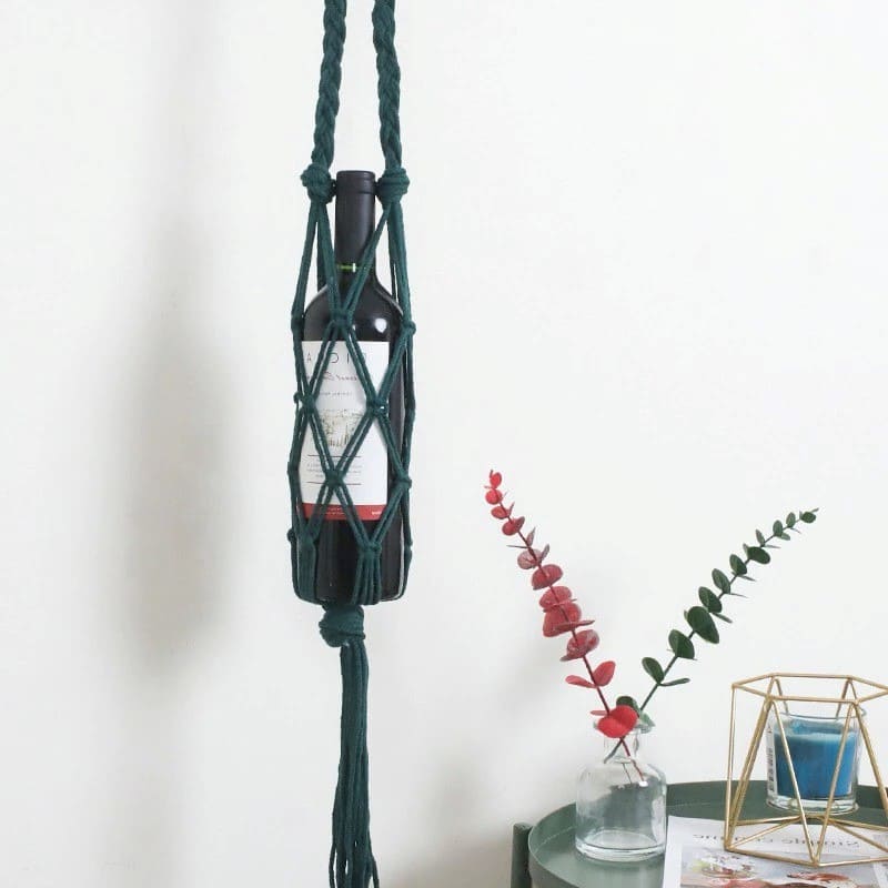 Porte-Bouteille Macramé Porte-bouteille en Macramé tissé avec passion