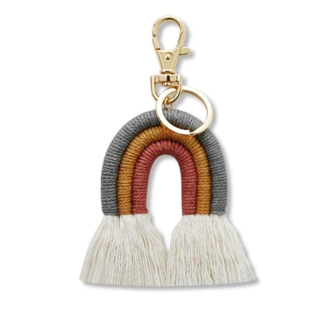 Porte Clé Macramé Porte-clé arc-en-ciel en Macramé Créations Éclatantes