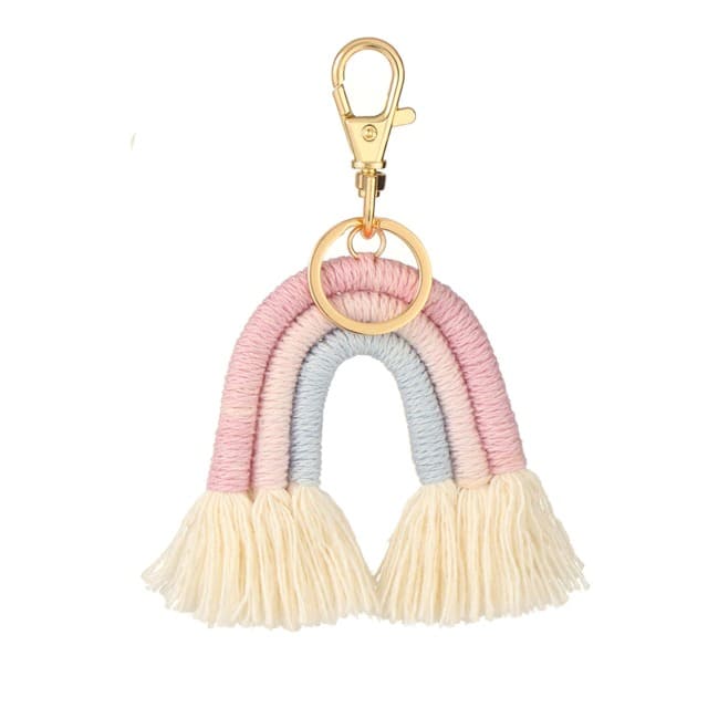 Porte Clé Macramé Porte-clé arc-en-ciel en Macramé Créations Éclatantes