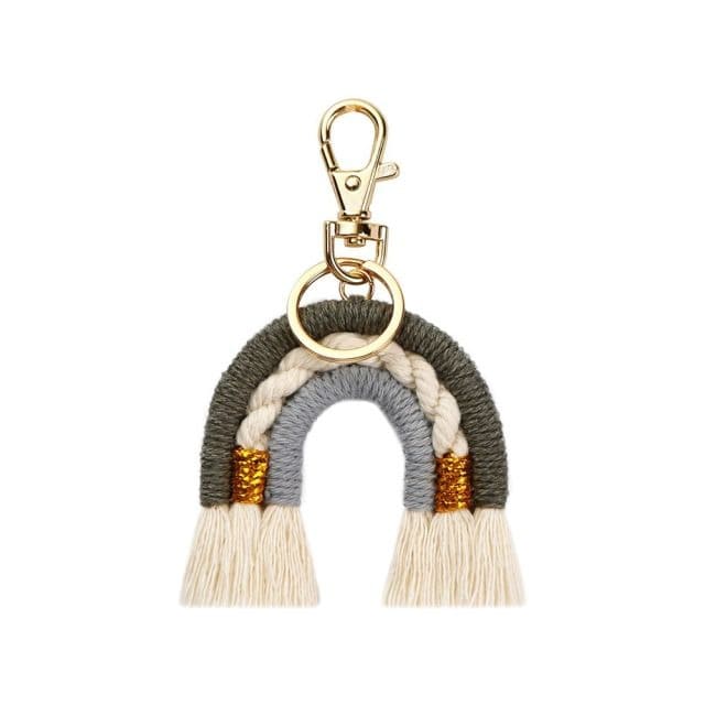 Porte Clé Macramé Porte-clé arc-en-ciel en Macramé Créations Éclatantes
