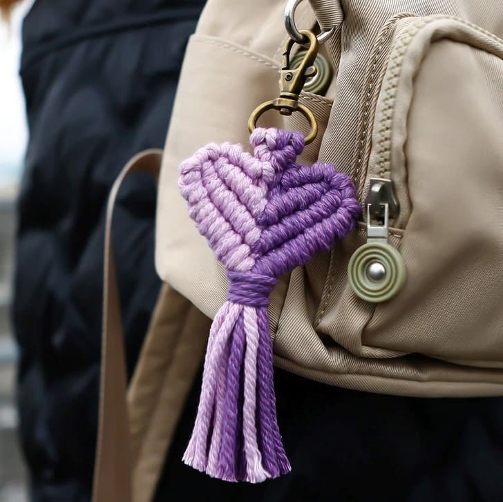 Porte Clé Macramé Porte-clé Cœur en Macramé Atelier Créatif