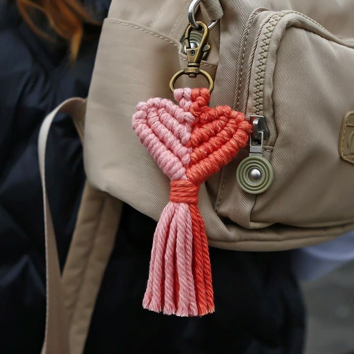 Porte Clé Macramé Porte-clé Cœur en Macramé Atelier Créatif