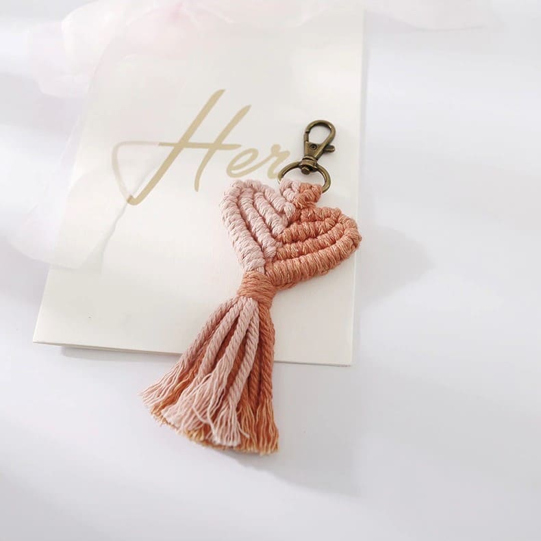 Porte Clé Macramé Porte-clé Cœur en Macramé Atelier Créatif