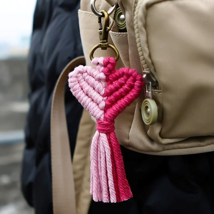 Porte Clé Macramé Porte-clé Cœur en Macramé Atelier Créatif